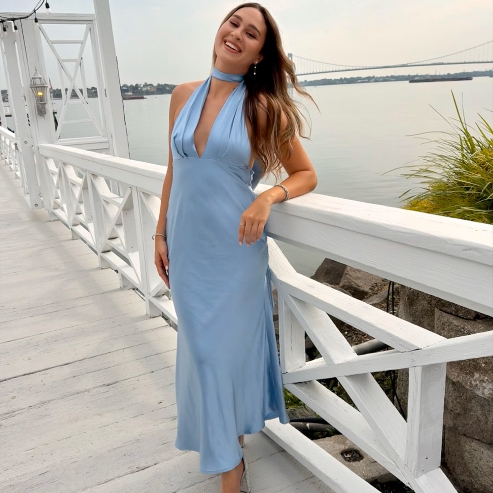 Blue Satin Dress